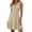 Beige, variant on Women's Ribbed Knit Sleeveless Mini Dress, Round Neck Henley Button Flare A Line Casual Summer Dress for Daily Wear, Vacation & Party Orange,S