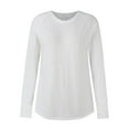 thumbnail image 5 of Womens Long Sleeve Shirts Crew Neck Fashion Casual Solid Color Loose Shirts Chic Summer Trendy Tees, 5 of 7