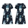 thumbnail image 3 of Bixox Robe d'Été à Manches Courtes pour Femmes Robe Ample Longueur Genou avec Poches-Gnome et Flocons de Neige, 3 of 7