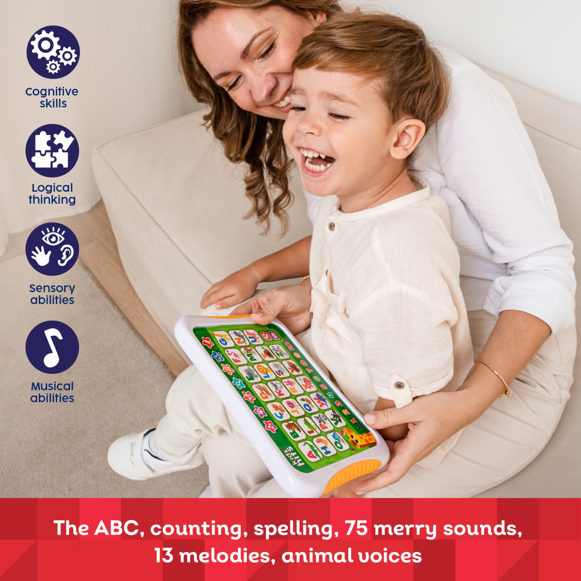 Kids Hits: Hit Pad - ABC Fun - Educational Musical Tablet Toy, Letters, Numbers, Animal Sounds, Songs & Quiz Mode, Learning Play, Toddler & Kids 3+