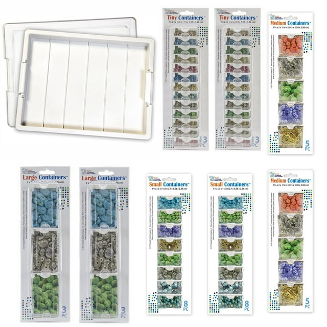 Elizabeth Ward Ensemble de Rangement pour Perles avec Plateau, Couvercle et 58 Pcs de Conteneurs
