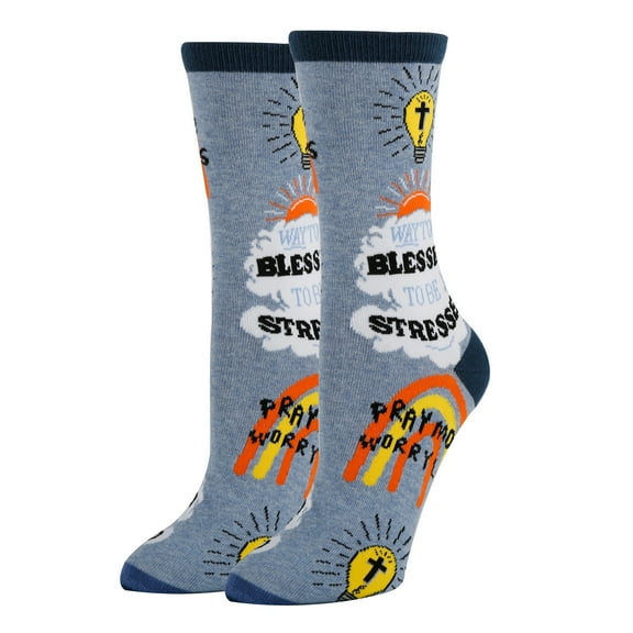 OoohYeah Women's Funny Crew Socks, Crazy Colorful Novelty Dress Socks, Too Blessed