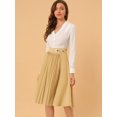 thumbnail image 2 of Falda plisada de cintura alta hasta la rodilla retro Allegra K Caqui XL, 2 of 6