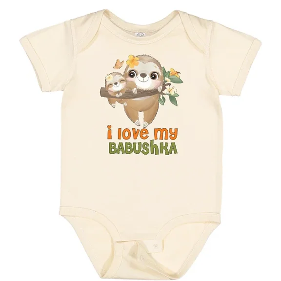 Baby Bodysuit BELLA CANVAS Sloth I Love My Babushka Baby Bodysuit Grandmother Mothers Day Granny