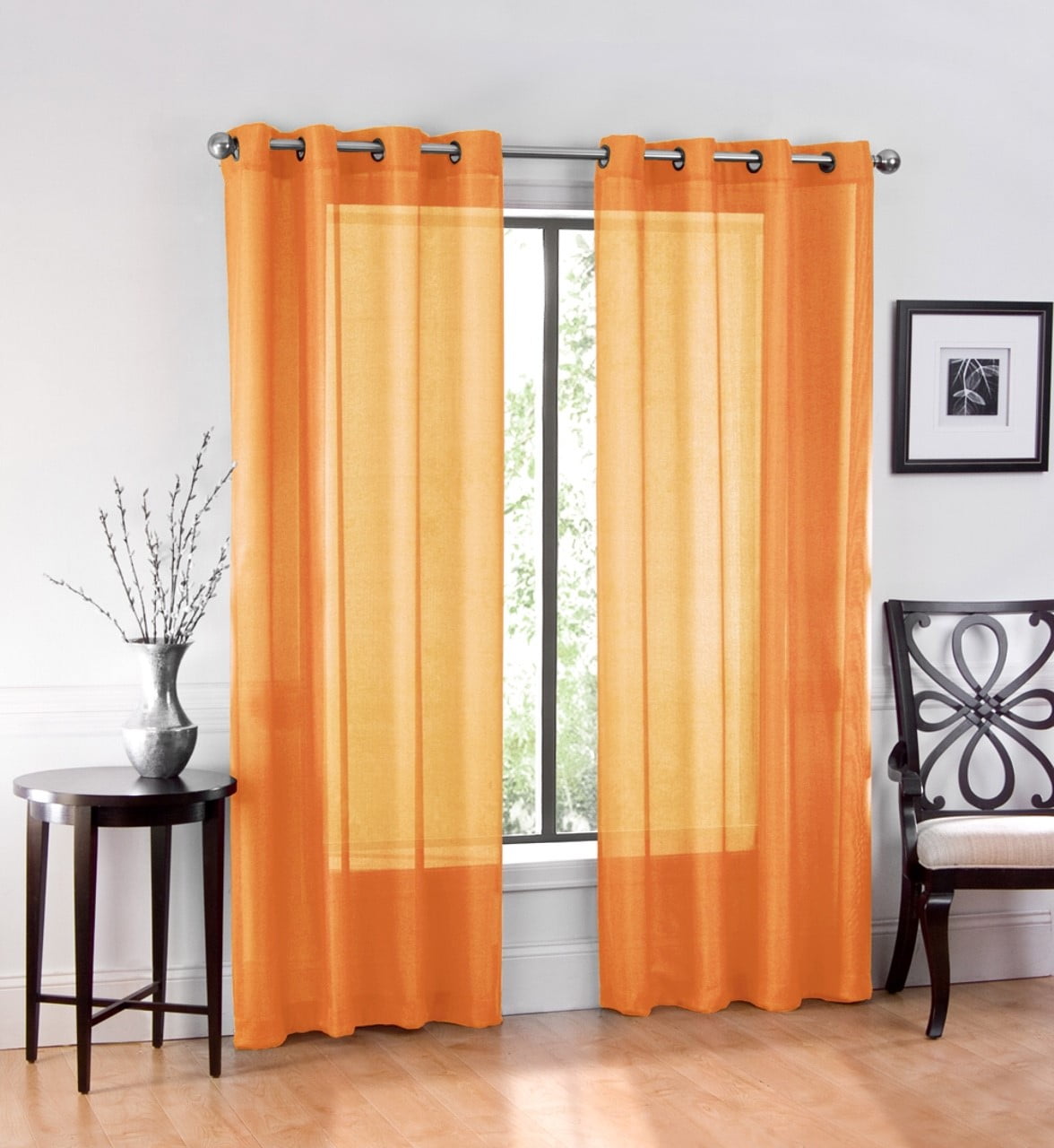 Purple Ruthy's Textile 2 Piece Window Sheer Curtains Grommet Panels 54 X 84 Total 108 X 84 Inch Length for Bedroom/Living Room Color