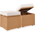 thumbnail image 1 of JJUN Set of 2 Wicker Ottomans, Multipurpose Outdoor Furniture for Patio, Backyard, Additional Seating, Footrest, Side Table w/Storage, Removable Cushions - Natural/Ivory, 1 of 17