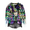 thumbnail image 4 of Tbopshirt Womens Tops,Mardi Gras Clothing,Carnival Fashion Printed Long Sleeved Round Neck Top,Tops for Women's, 4 of 4