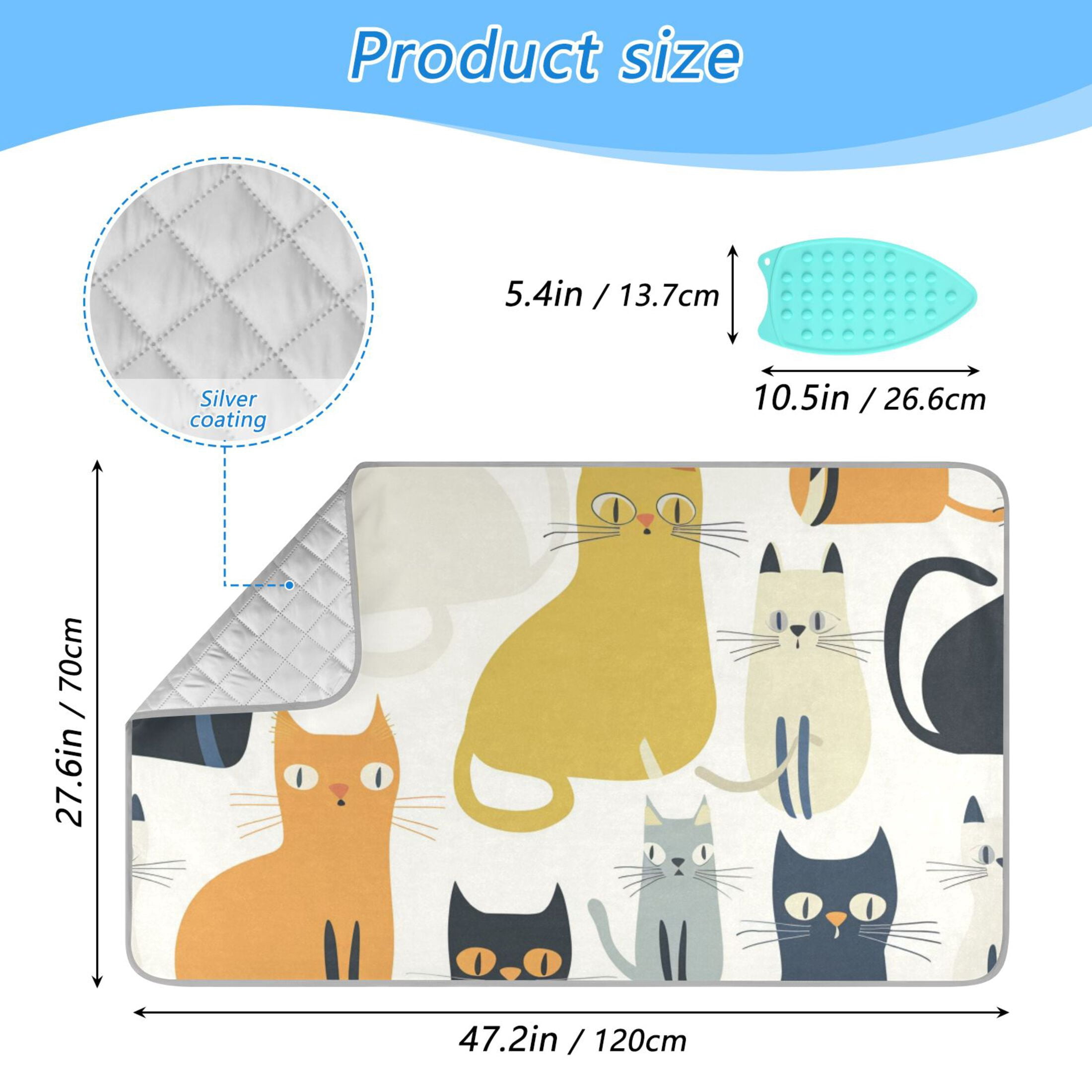 Colorful Cats Ironing Mat Blanket Portable Travel Ironing Pad Heat Resistant Pad 47.2" x 27.6”