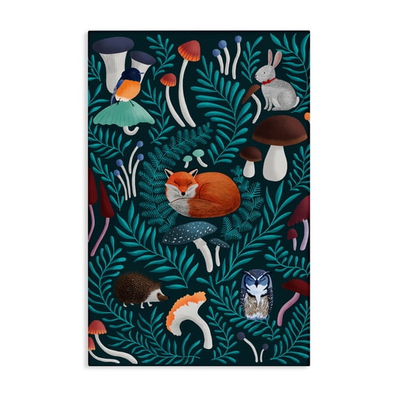 Woodland Animals & Botanical Sprigs Canvas Wall Art, design by Metka Hiti