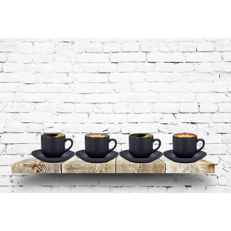 Bruntmor 4 Oz Espresso Cups And Saucers Set, Made Of Pro-grade Porcelain  That's Chip Resistant, BPA, Cadmium And Lead Free, Microwave, Oven and  Dishwasher Safe (Set Of 4, Matte Black) 