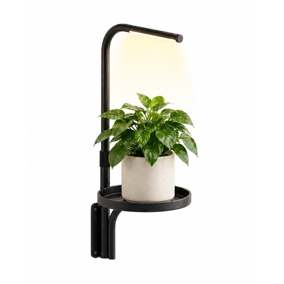 Bamworld Wall Planters with grpw Lights, Hanging Flower Pot Holder for Indoor,Floating Shelves for Wall for Bedroom, Living Room, Kitchen