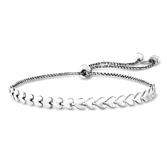 Ross-Simons Italian Sterling Silver Heart-Link Bolo Bracelet, Women's, Adult