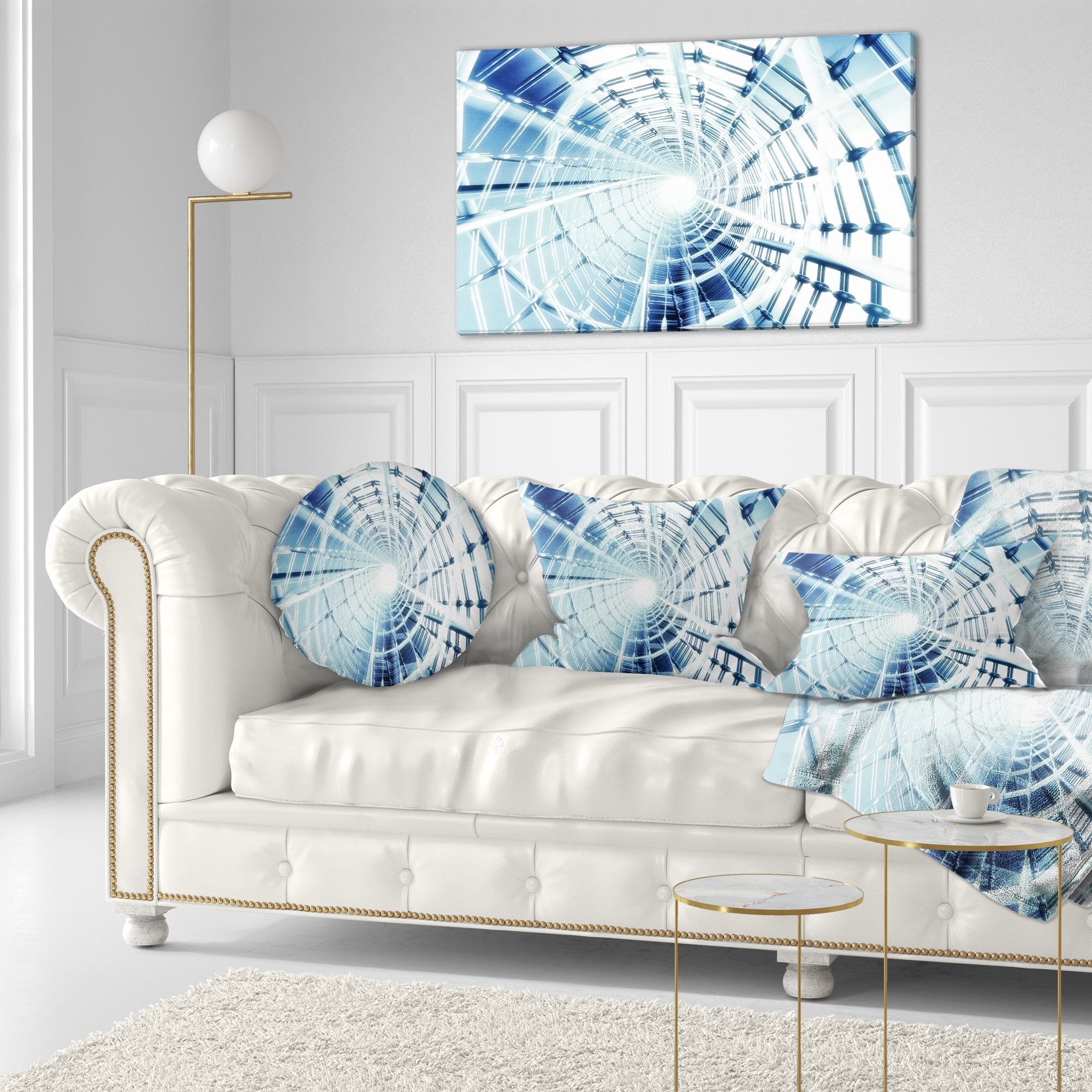 Designart Fractal 3D Network Spiral - Contemporary Throw Pillow - 12x20