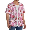 thumbnail image 2 of Sikiie Strawberry Popsicle Men's Wrinkle Free Untucked Cuban Shirt Business Casual Button Down Shirts Short Sleeve ShirtSmall, 2 of 5