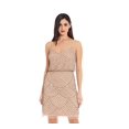 thumbnail image 1 of Adrianna Papell Robe de Cocktail Sans Manches à Col en V Blouson Perlée pour Femme, Taupe/rose, 10, 1 of 4