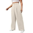 thumbnail image 6 of SWQZVT Womens Pants Plus Size Wide Leg Dress Pants for Women Beige Casual Business Pants with Pockets High Waisted Slacks XL, 6 of 8