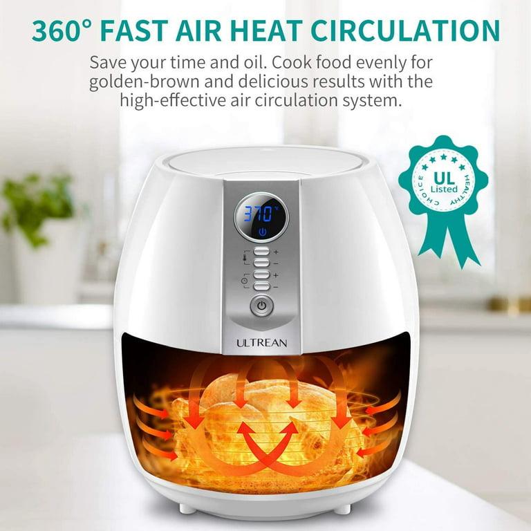 Air Fryer 4.2 QT Oilless Hot AirFryer 1200W Healthy Cooker Small Oven with  7 Presets, Digital LCD Touch Screen, Visual Cooking Window, Non-Stick