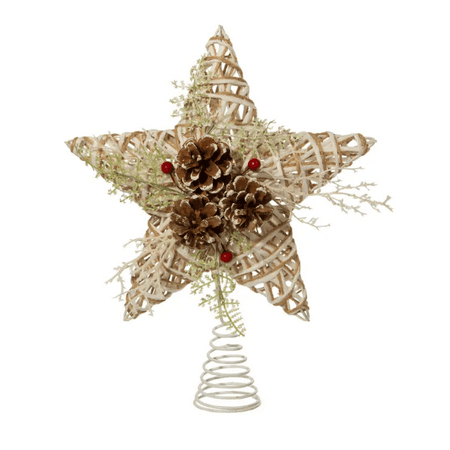 UPC 086131613340 product image for Kurt Adler (#H4205) Natural Pinecone Accent Star Christmas Tree Topper  12 | upcitemdb.com