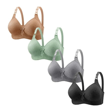 Audhol Comfortable Bras for Women Bras for Women No Underwire Adjustable Bras Full Coverage Support Bralette Plus Size Everyday Bra Pack of 4 Everyday Bras for Women Hot Pink L