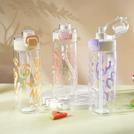 Bzdzmqm under $5 3Pcs Sports Water Cup Straw 730ml Sports Water Bottle with Straw BPA-Free Plastic Portable Water Cup Leak-Proof Tritan Drinkware for Gym Outdoor