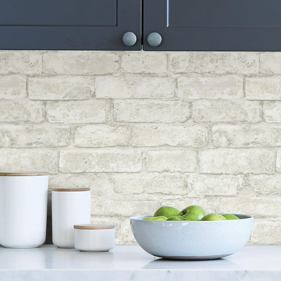 Goowood White Brick Peel and Stick Wallpaper White Washed Faux Brick Wall Panels Removable PVC Adhesive Contact Paper for Bedroom DIY Decor