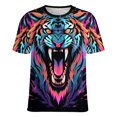 thumbnail image 5 of Tiger Animal Graffiti Women's Short Sleeve Tops Casual Blouses T Shirt, 5 of 6