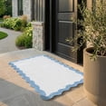 thumbnail image 5 of Cotton Scalloped Bathmat with Antiskid 20"x32" Blue – 100% Cotton Scalloped Bath Mat, Anti‑Skid, Soft & Absorbent Bathroom Rug for Shower, Tub & Entryway, 5 of 5