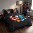 thumbnail image 2 of Manfei Boys Football King Bedding, Six Seven King Bed in a Bag, RedBlue Black Orange, Black Reversible 7-Piece, 2 of 6