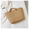 thumbnail image 5 of Xiao Hua Bolso de hombro tejido para mujer, bolso de mano tejido y neceser, elegante bolso de mano tejido para playa y verano, 44 x 9 x 28 cm (C), 5 of 5