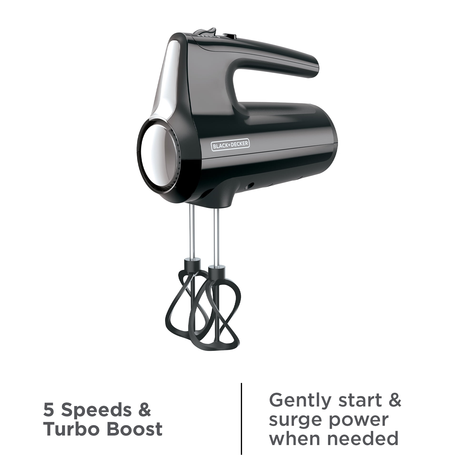 BLACK+DECKER Helix Performance 5-Speed Premium Hand Mixer, Nylon, Black