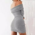 thumbnail image 5 of Riforla Women off Shoulder Bodycon Sweater Dress Long Sleeve Knit Winter Holiday Party Dress Dresses for Women Grey XXL, 5 of 6