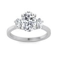 thumbnail image 2 of Croatia - Moissanite Oval Cut Lab Diamond Engagement Ring with Oval Side Stones, 2 of 5