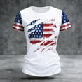 thumbnail image 2 of Women's Independence Day T-Shirts 250th Anniversary USA Flag Map Print Retro Floral Embroidery Short Sleeve Crewneck 4th of July Casual Tees, #01 Light Blue, XXL, 2 of 3