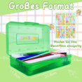 thumbnail image 2 of Kinder, Stifte Organizer,Stifte aufbewahr,Stiftebox mit Deckel,Aufbewahrung Stifte,Transparente Schreibwarenbox Stapelbar Stationery Organizer Aufkleber,Geschenke Stifteköcher, 2 of 7