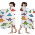thumbnail image 4 of White Dinosaurs Colorful Species Pattern Hooded Bath Towel，60"x35" for Ages 3 To 12 Kids, Quick Dry Lightweight Soft Microfiber Hood Beach Towel Cover Up for Kids, 4 of 7