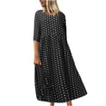 thumbnail image 2 of SMihono Robes d'Été Bohémiennes pour Femmes Grande Taille Mode d'Été Col Rond Manches Courtes Imprimé Robe Décontractée, 2 of 8