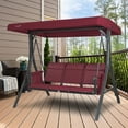 thumbnail image 3 of Kozyard Brenda 3-Seat Patio Swing Chair, Outdoor Porch Swing Glider with Adjustable Canopy, Side Pouches, Breathable Seat and Back, for Garden, Poolside, Backyard (Red), 3 of 5