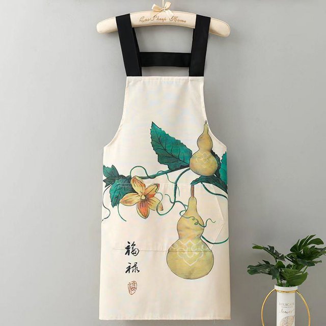 1pc Linen Canvas Apron: Oil-Proof, Wear-Resistant Kitchen Apron - Chinese Style Cooking Apron
