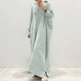 thumbnail image 2 of Cotton Linen Button Up Shirt Dress Womens Oversize Striped Long Sleeve Maxi Cover Up Dresses with Side Slits (Small, Green), 2 of 6