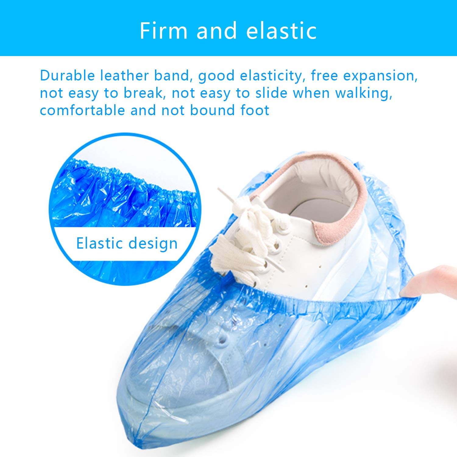 Shoe Covers Disposable plastic Blue100 Pack Durable, Water Resistant