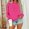 thumbnail image 2 of Resicozy Oversized Sweatshirt for Women Crewneck Solid Color Pullover Soft Trendy Sweatshirt Plus Size Hot Pink XL, 2 of 5