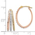 thumbnail image 2 of 14k Tri Color Gold Diamond Three Oval Hoop Earrings, 2 of 6