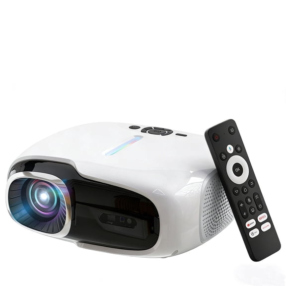 Prettycare Portable Projector with Built-in Apps, WiFi Bluetooth, Mini Home Theater Projector