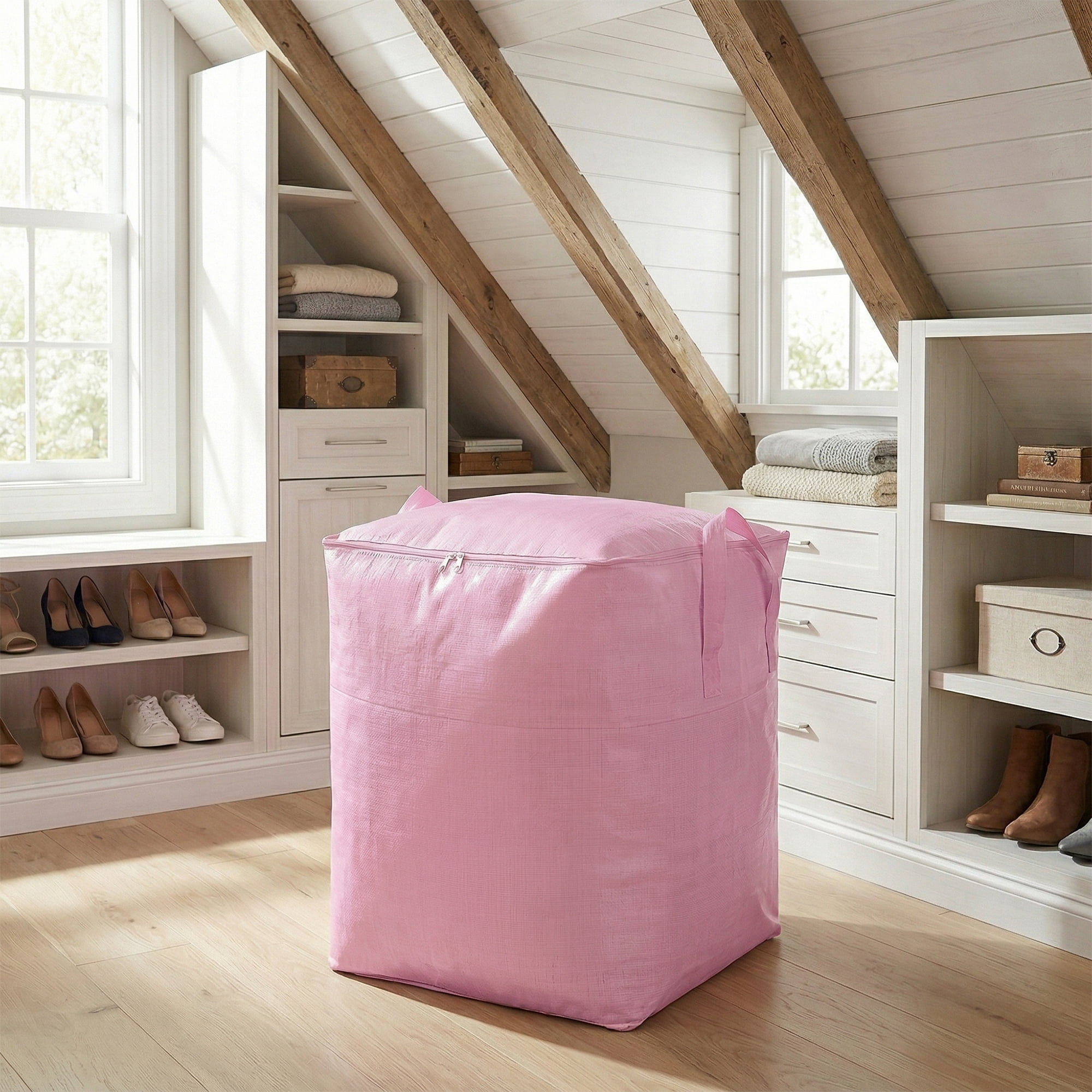 Unique Bargains Clothes Storage Bag with Handles Pink 23.6"x19.7"x31.5"