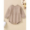 thumbnail image 4 of FOCUSNORM Infant Baby Boys Girls Fall Knitting Jumpsuit Solid Color Jacquard Round Neck Long Sleeve Romper, 4 of 9
