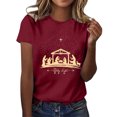 thumbnail image 1 of Gibobby Camisetas Mujer Baratas Manga Corta Camiseta gráfica para mujer, divertida camiseta manga corta con cuello redondo para ver películas, blusa(Vino,XL), 1 of 4