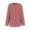 thumbnail image 6 of Pink Womens Tops Womens Daily Casual Linen Shirts Long Sleeve Shirts Tops Casual Blouses Loose Fit Shirt Shirts for Women, 6 of 6