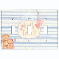 thumbnail image 2 of Metal Light Switch Wall Plate Outlet Cover (2 Teddy Bears With Love Heart Balloon Flower Blue Stripes - Triple Toggle), 2 of 2