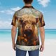 thumbnail image 4 of Balery Cute Floral Cow Camisas hawaianas de manga corta para hombre, camisas playeras de corte holgado, camisas de vacaciones con botones,Medium, 4 of 7