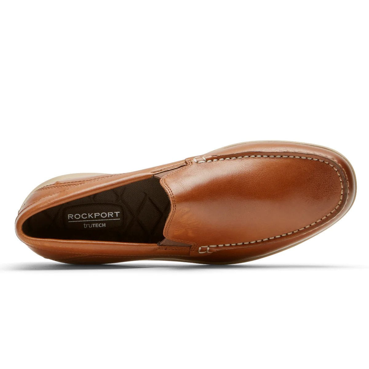 Rockport Mens Tan Leather Slip On Loafers Moc Toe Shoes Lighthouse Logo Size 8 Rockport 8 Tan Slip On Loafer main image 4